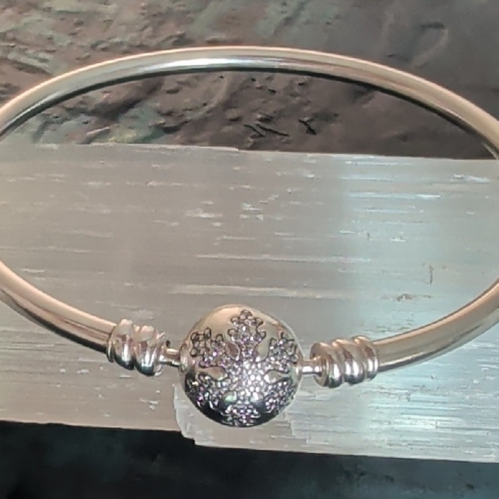 Pandora Snowflake Bangle Unique As You Are Sterling Silver Bangle Bracelet 6.5
